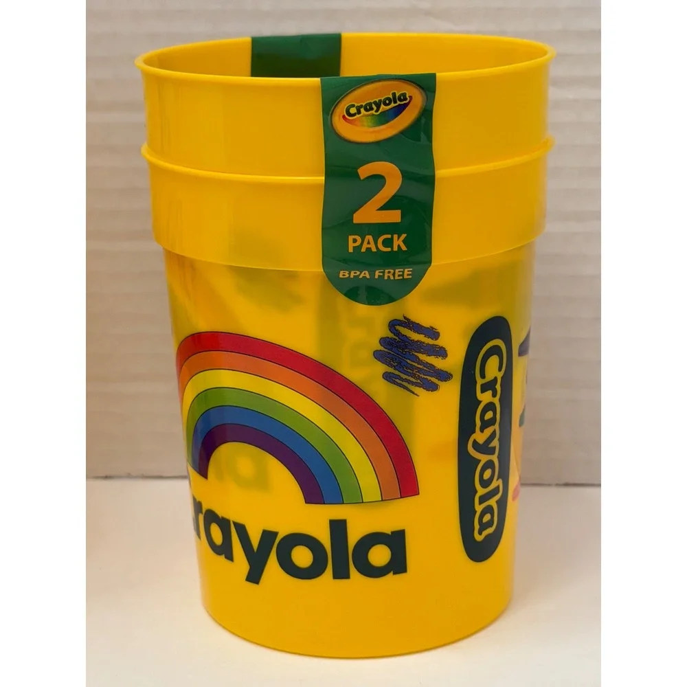Crayola Art Storage Caddy and 2-Pack Tumbler Set Yellow Rainbow Lot Set